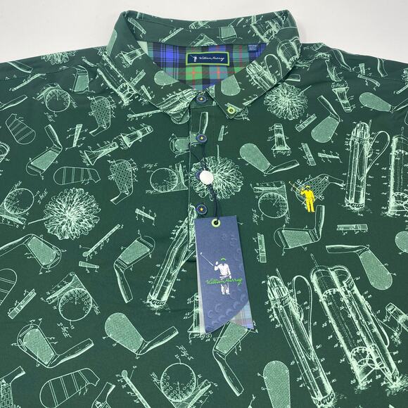 William Murray 3XL Green Golf Pattern In The Bag Short Sleeve Golf Polo‎ NWT - Picture 1 of 6